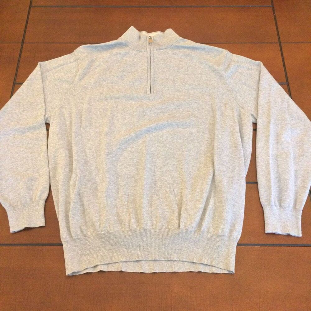 Peter Millar 1/4 zip Pima cotton cashmere blend large sweater gray